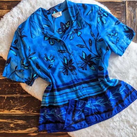 Y2K Blue Tropical Shirt - Picture 3 of 6